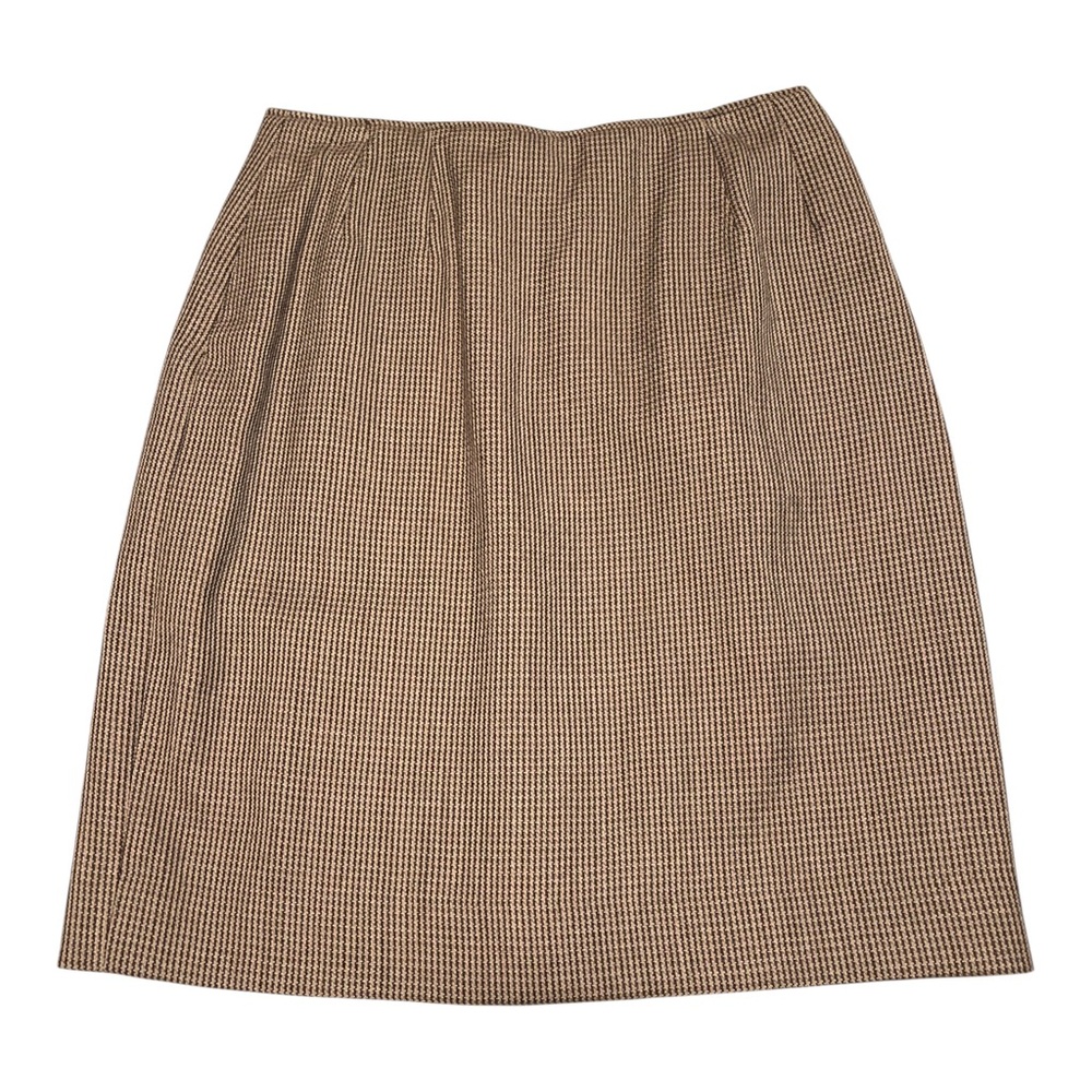 Harve Benard 100% Wool Houndstooth Skirt Brown Tan Size 10 Vintage W Pockets